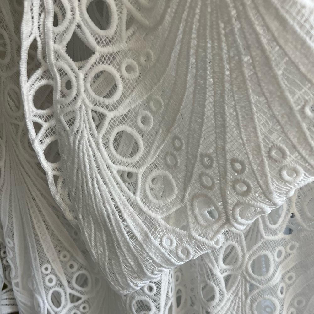 La Vie Style House Lace and Eyelet Caftan Midi-Dress White - Picture 8 of 15